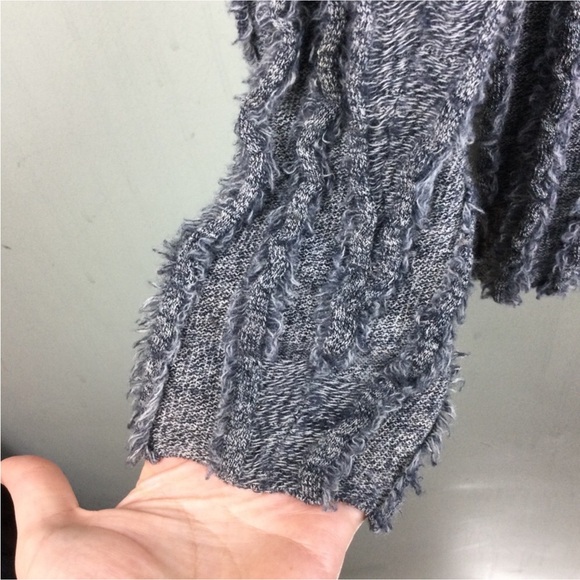 T Alexander Wang Merino Wool Raw Edge Ribbed Gray Button Front Cardigan Medium - Picture 7 of 9